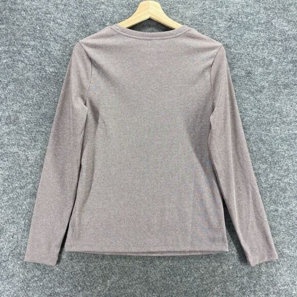 A New Day Top Women L Large Beige Crew Neck Long Sleeve Casual Pullover Comfort - Picture 2 of 9